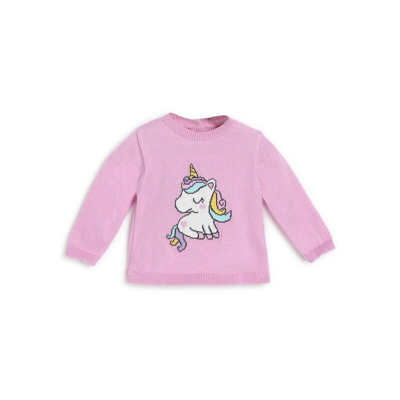 Girls Medium Pink Printed Pullover image number 0